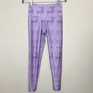 Goldsheep Reindeer Snowflake Christmas Purple Leggings